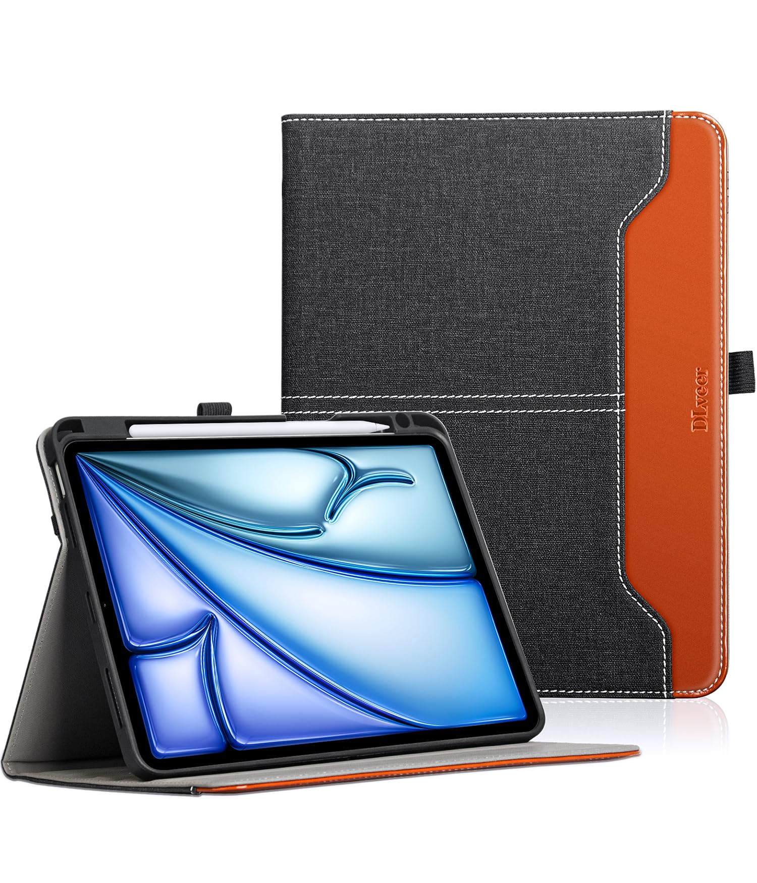 Dlveer Case for iPad Air M4 M3 M2, Air 6th Generation 11 inch(2025/2024) and Air 5th/4th 10.9 inch(2022/2020) Soft Tpu Leather Cover with Pencil Holder,Multiple Angles, Auto Function,Pocket