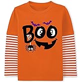 Halloween Shirt for Boy Girl Pumpkin Excavator Ghost Stripe Long Sleeve Toddler Baby Skeleton Tops