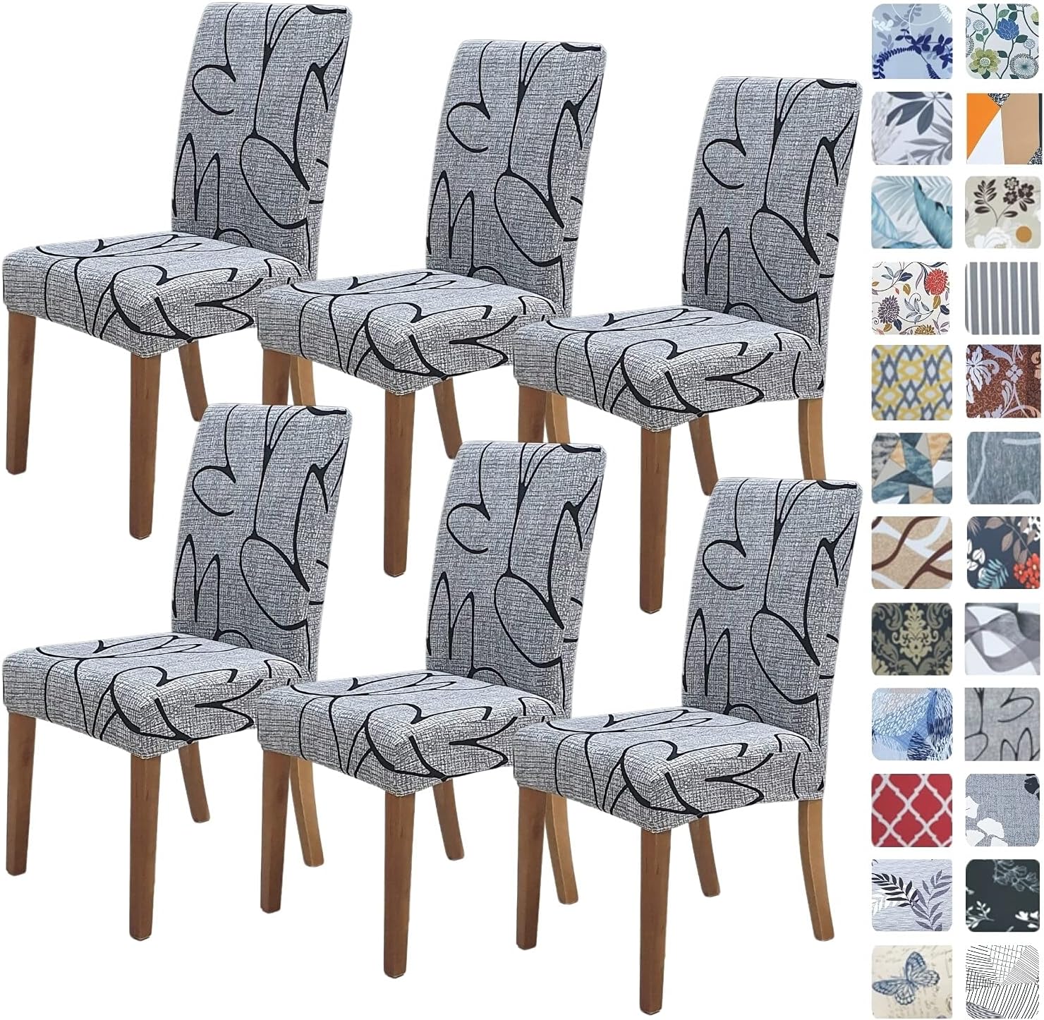 Slipcovers - SPRINGRICO Chair Covers for Dining Room 6 Pack, Stretch Dining Chair Cover, Washable Spandex Kitchen Parsons Chair Slipcovers, Removable Seat Protector for Home or Party (Set of 6, Lotus Gray)