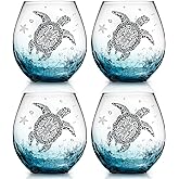 Physkoa Gifts for Mom-Sea Turtle Gifts for Women - Stemless Wine Glasses for Turtle Lovers and Ocean Enthusiasts,Birthday, House Warming Gift for Party Women,13.5OZ(Black)