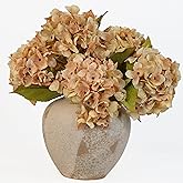 TOPIA Silk Fall Flowers Artificial Dried Hydrangea Artificial Fall Bouquet Fake Dried Flowers for Home Decor(6 PCS) (Autumn Yellow)