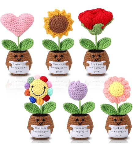 3 Pcs Handmade Crochet "Thank You For Helping Me Grow" Teacher Gift - Positive Flower Plant Dolls - View #4