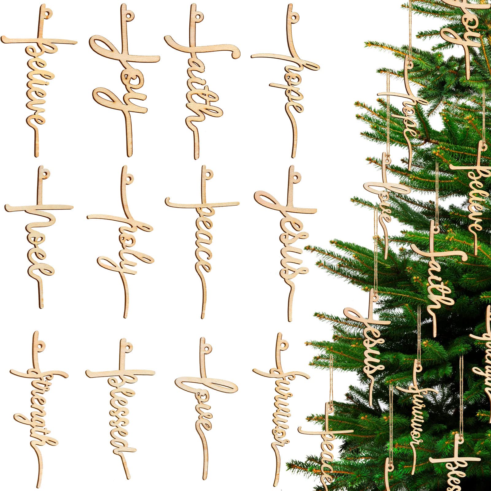 Photo 1 of 24 Pcs Christian Decorations Religious Cross Decor Wooden Cutout Letter Ornaments for Church Home Decor