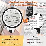 AIXPI Magnifying Glass with Light 12 LED Double-Layer Glass Lens 3x view 3