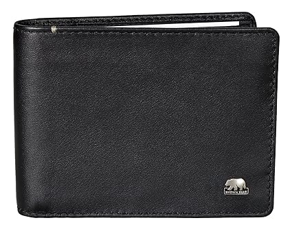 Brown Bear Geldbörse klein Herren Leder Schwarz ohne Münzfach mit RFID Schutz Querformat Geldbeutel Männer Portemonnaie Portm