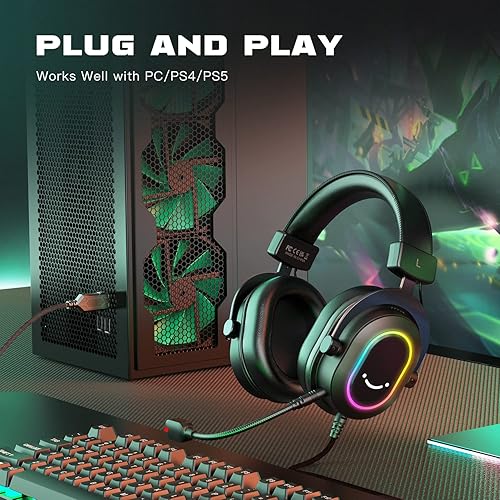 FIFINE USB Dynamic Microphone and Gaming Headset, RGB Cardioid