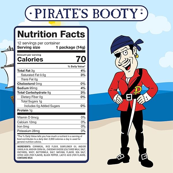 PIRATE’S BOOTY AGED WHITE CHEDDAR CHEESE PUFFS, GLUTEN-FREE, KIDS SNACKS, 0.5OZ (12CT)