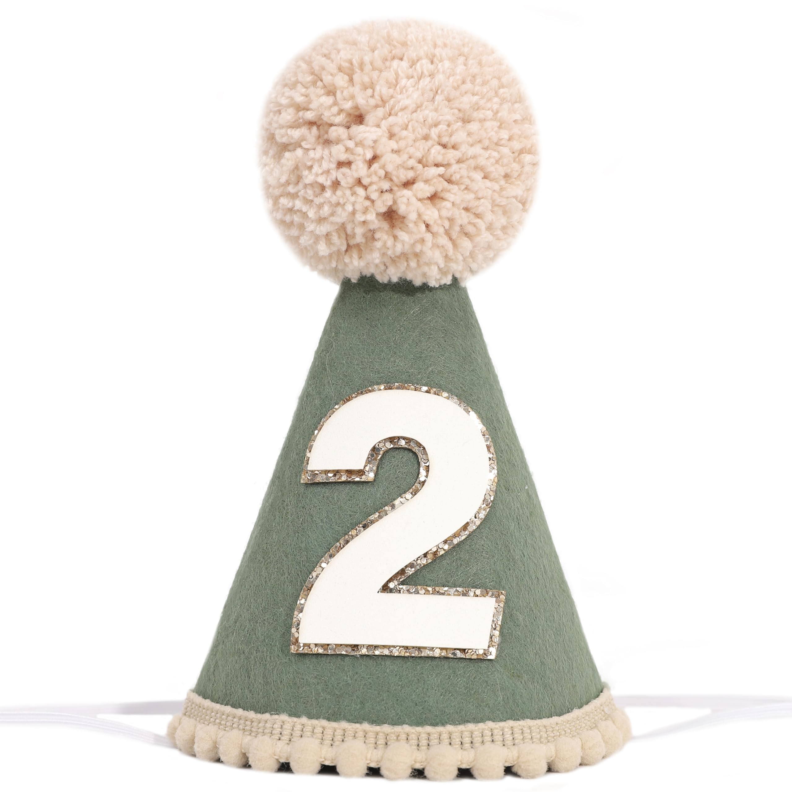Photo 1 of Agvgaza Simple 2nd Birthday Hat - Second Cone Hat,Two Years Old Decor Photo Props,Party Crown Outfit for Girls/Boys (Green)