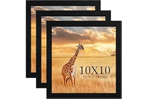 TKYGU 10 x10 Picture Frame Set of 3, Black Wooden Frame 10 x10 Square Wall Gallery Poster Photo frame with Horizontal and Vertical Formats for Wall Hanging best gift