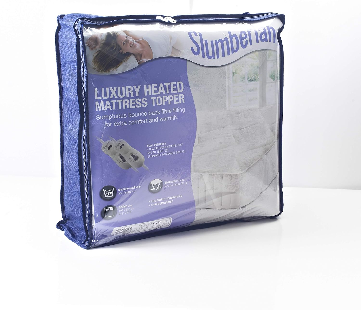 Slumberland Full Bed Size Heated Electric Mattress Topper, 9 Temperature Settings, all Night Use, Pre Heat Settings, Easy Fit - Image 3