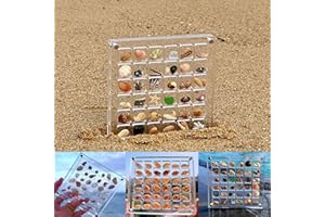 LELEBEAR Acrylic Magnetic Seashell Display Box, Seashell Storage Box Display Case Decorative Seashell Starfish Trinket, Small Craft Organizers Container for Bead, Nail, Jewelry (Square, 36 Grids)