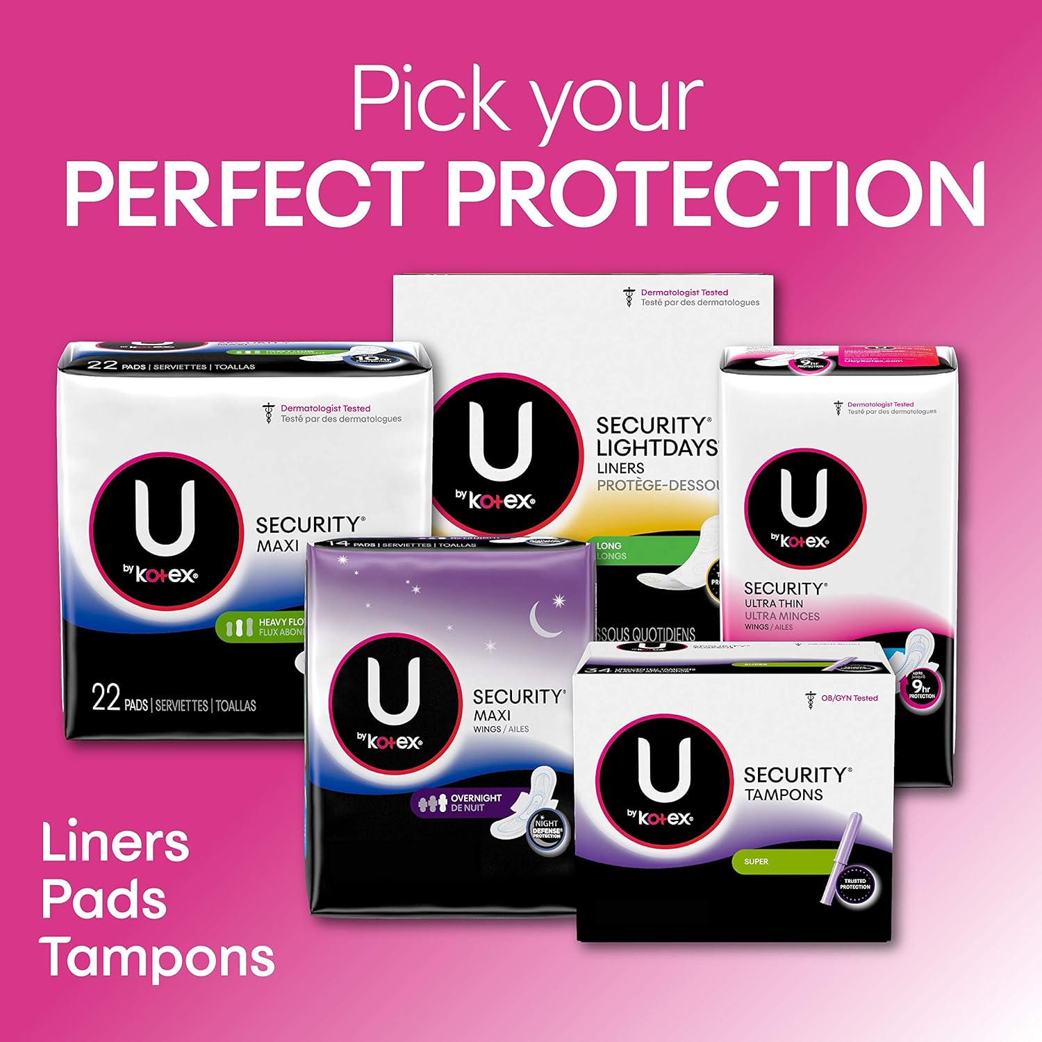 U by Kotex Security Ultra Thin Feminine Pads, Heavy Flow, Long, Unscented, 56 Count: Health & Personal Care