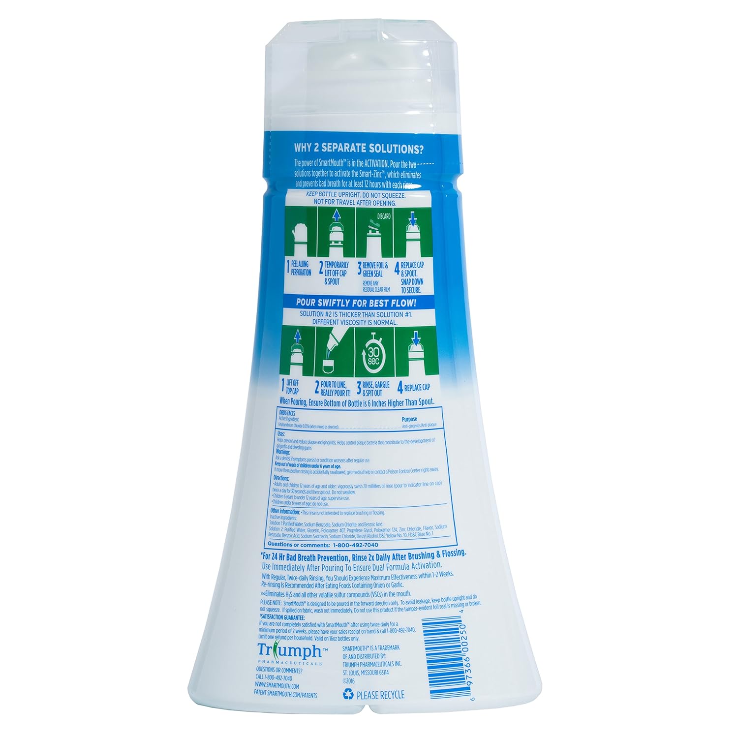 SmartMouth Clinical DDS Oral Rinse for the Treatment of Bad Breath and Protection From Gingivitis and Gum Disease, 16 oz, 2 pack : Beauty