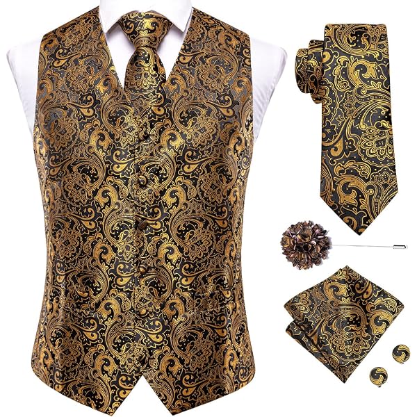 Men's Double Breasted Governor Vest Waistcoat VTG Brocade Gothic