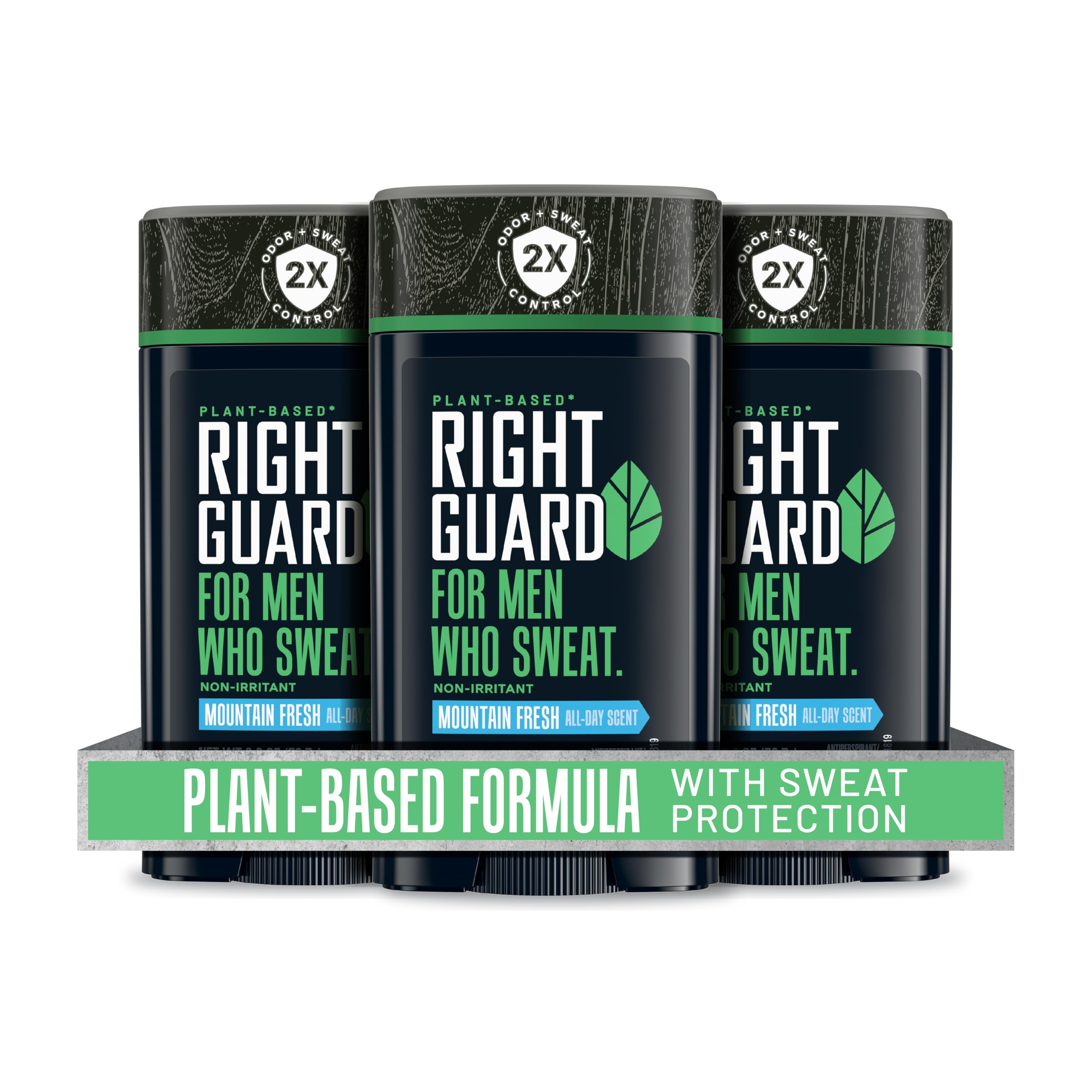 Photo 1 of Right Guard Plant-Based Antiperspirant Invisible Solid Mountain Fresh Mens Deodorant, 2.6 oz (3 Pack), Antiperspirant Deodorant for Men, 2X Sweat Protection, 72HR Odor Control, for Sensitive Skin