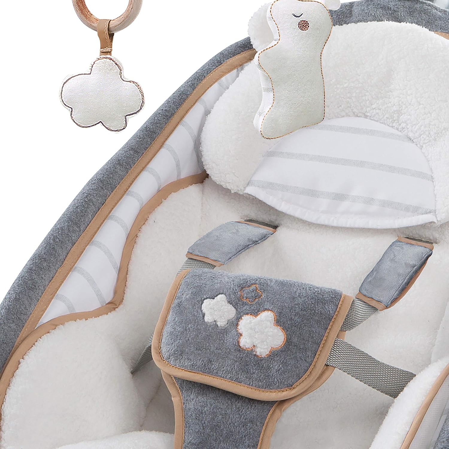 Ingenuity Boutique Collection Plush Modern Baby Rocker & Stationary Seat with Vibrations, Easy Fold - Image 4