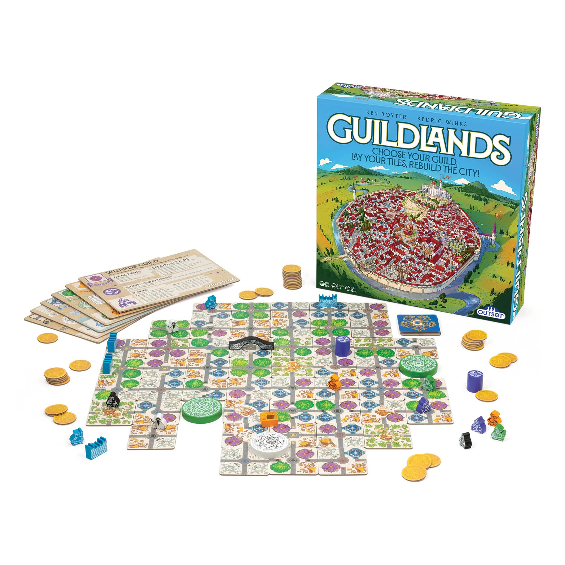 Guildlands - Choose Your Guild, Lay Your Tiles, Rebuild The City! - for 2 to 6 Players Ages 10 and up