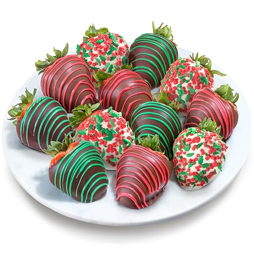 Golden State Fruit 12 Merry Christmas Chocolate Covered Strawberries