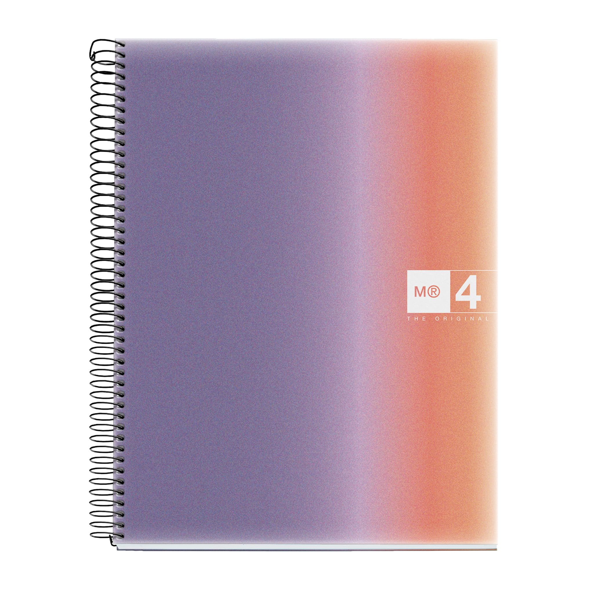 Miquelrius - Notebook A4, ruled 5 mm, 120 sheets of 70 g/m², 4 coloured stripes, micro-perforated spiral, polypropylene cover, 4 holes, A4 Aurora Provence notebook