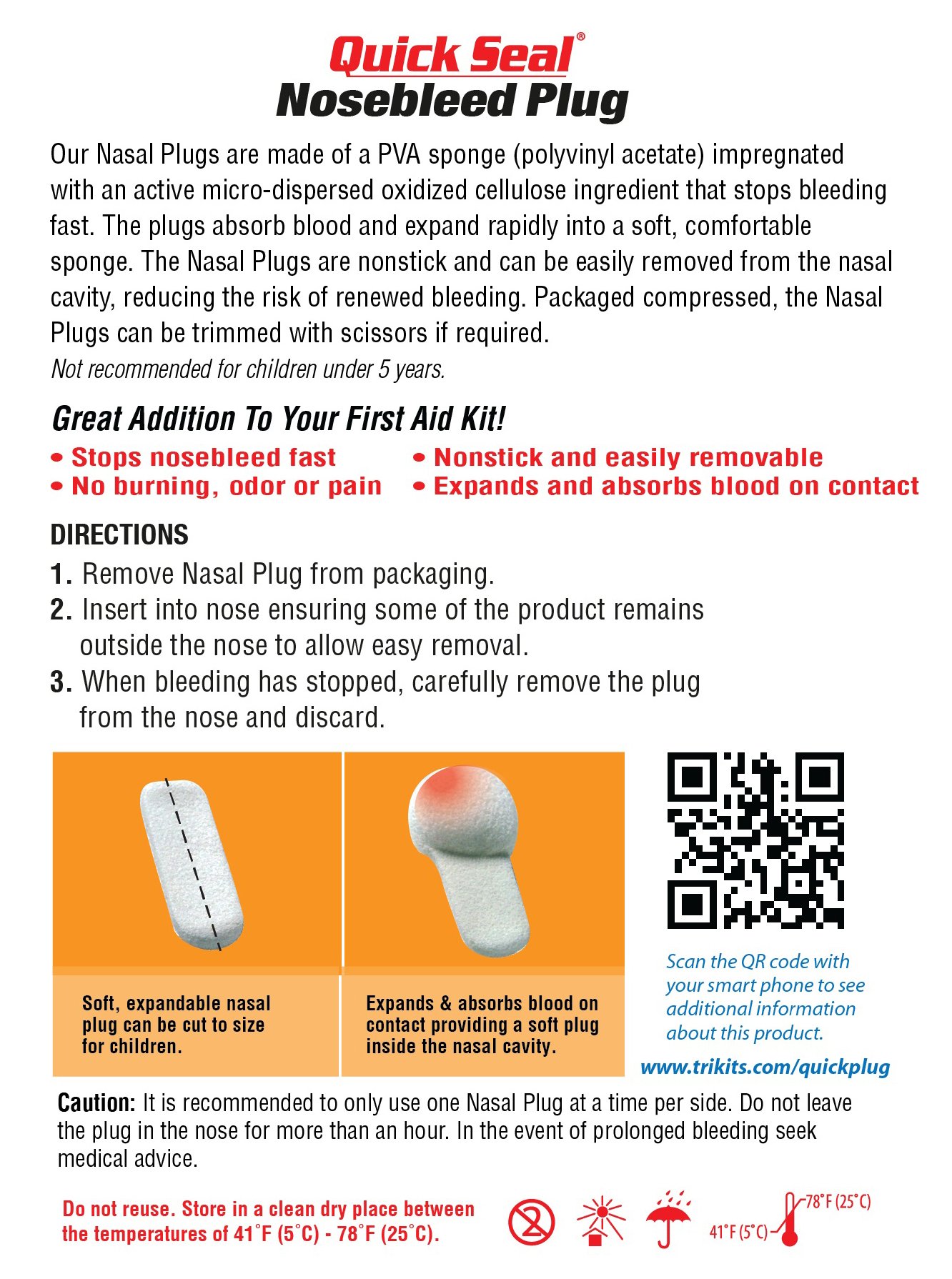 Be Smart Get Prepared Quick Seal Nosebleed Plugs 10 Plugs