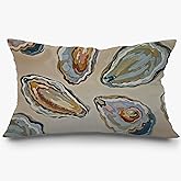 Exqcom Abstract Oyster Coastal Beach Pillow Covers 12x20, Beachy Room Decor Aesthetic, Retro Coastal Ocean Oyster Shell Decorative Lumbar Pillow Covers for Home Bedroom Living Room