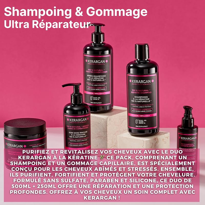 - Duo Kératine Shampoing & Gommage Sans Silicones - 500ml+250ml