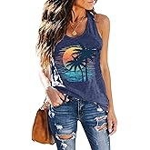 Womens Vintage Graphic Racerback Tank Tops Summer Beach Vacation Tank Cami Casual Loose Workout Yoga Tanks Vest