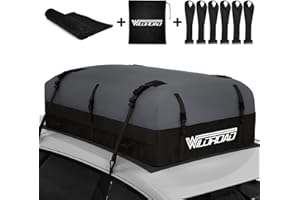 Rooftop Cargo Carrier Bag, WILDROAD 21 Cubic Feet 600D Ultra Anti-Tear Fabric Waterproof Car Roof Bag, Soft-Shell Roof Bag with Storage Bag, Anti-Slip Mat and 6 Door Hooks Fits Car with/Without Racks