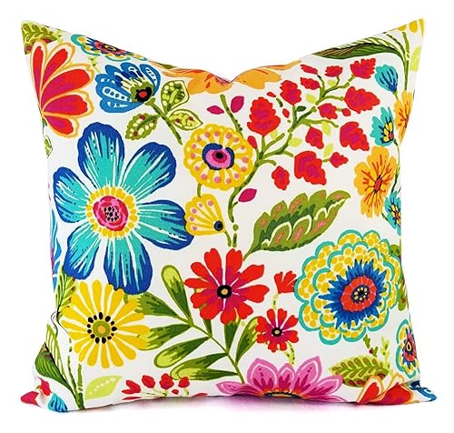 Amazon Com Outdoor Pillow Cover Bright Floral Pillow Cover