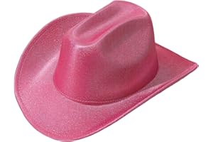 QWINEE Western Wide Brim Cowboy Hat Sparkly Music Festival Costume Party Cowgirl Hat for Women Men