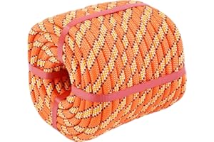URBANVISTA Double Braided Polyester Rope (1/2 in x 50 ft), High Strength Outdoor Climbing Rope, Strong Arborist Ropes for Rock Hiking Camping Construction Climbing Swing Sailing, Orange