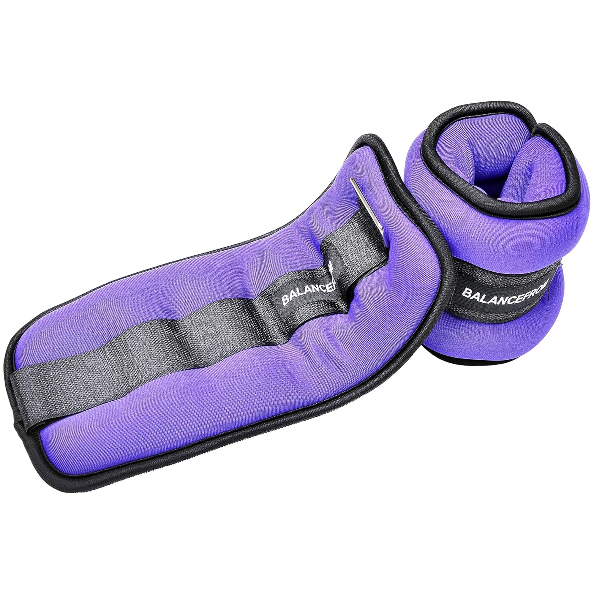 BalanceFrom GoFit Fully Adjustable Ankle Wrist Arm Leg Weights, 2.5 lbs each (5-lb pair), Purple