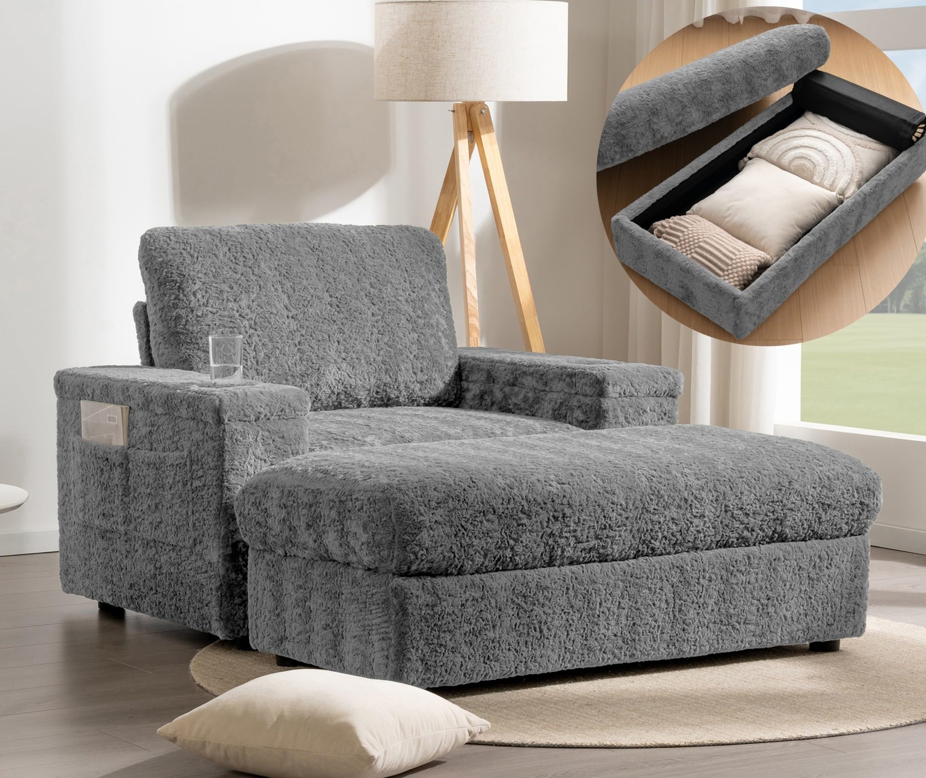 Oversized Cozy Chaise Oversized Armchair With Ottoman Corduroy