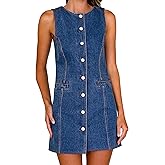 Nitzana Women's Denim Dress Jean Sleeveless Button Down Shirt Mini Tank Casual Summer Dresses with Pocket 2026 Trendy Outfits