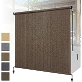 Shade&Beyond Outdoor Roller Shades with Splicing Design, 7' W x 6' H Cordless Patio Roll Up Blinds, Exterior Shade Cloth Roll for Porch, Gazebo, Pergola, Balcony, Mocha