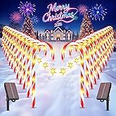 WdtPro 24-Pack Upgraded Solar Christmas Candy Cane Lights, Solar Pathway Lights Waterproof, Christmas Decorations Outdoor with 10 Modes and Bright 144 LED for Yard Garden Lawn Patio Party Decor