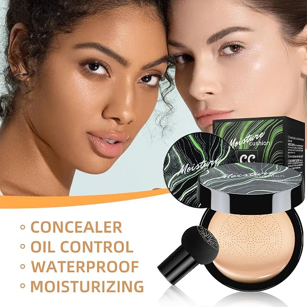 MUSHROOM HEAD AIR CUSHION CC CREAM – BB CREAM FOUNDATION MAKEUP MOISTURIZING CONCEALER LONG-LASTING, CUSHION FOUNDATION FULL COVERAGE SELF ADJUSTING FOR MATURE SKIN & ALL SKIN TYPES (MEDIUM DEEP)
