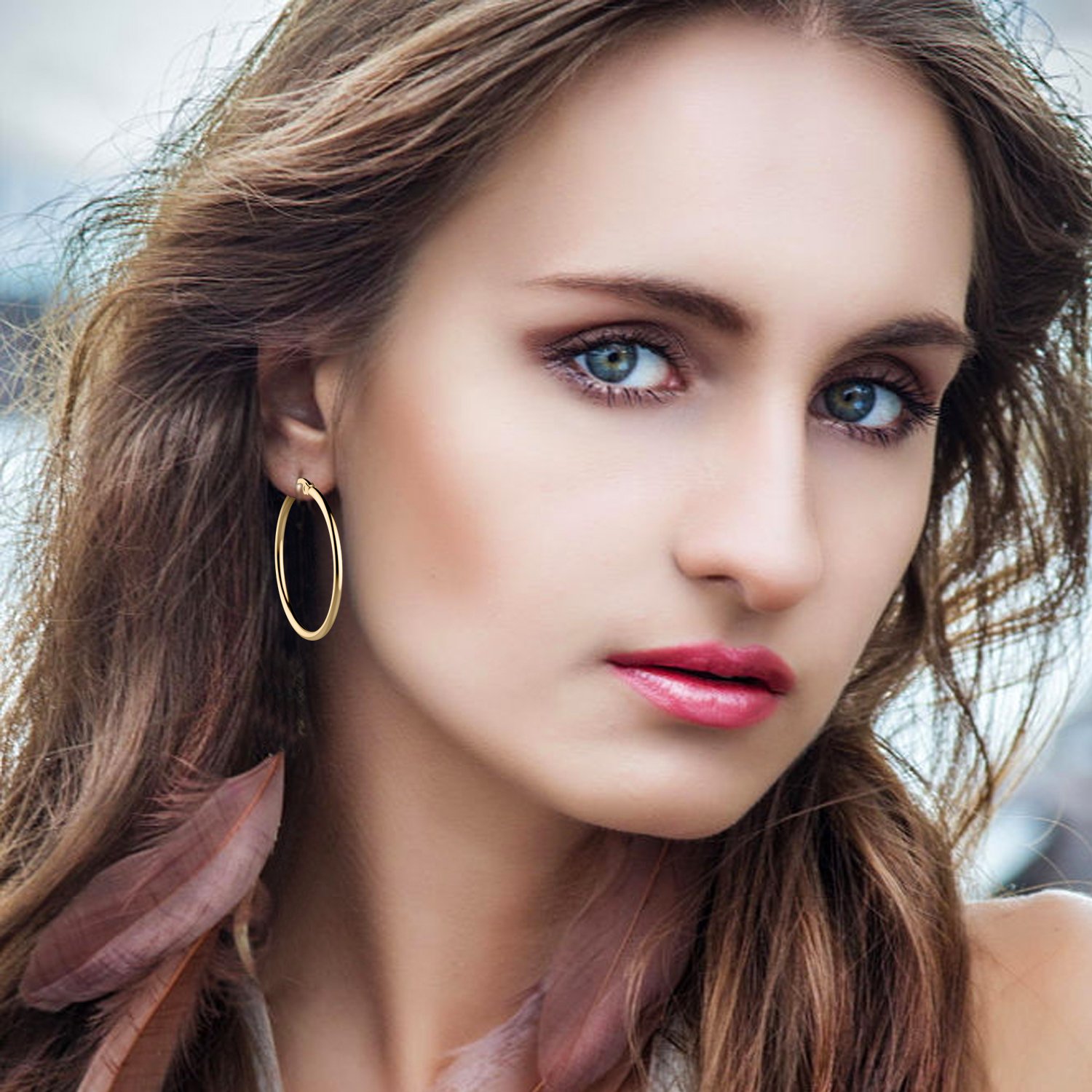 Hoop Earring,UHIBROS Stainless Steel Teardrop Hoop Earring Sets for Women Hypoallergenic 3 Pairs (Teardrop Hoop Earring Gold)