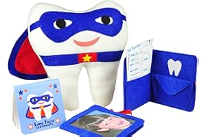 Tickle & Main 3-Piece Superhero Tooth Fairy Pillow for Boys & Girls Ages 5-10 with Pocket, Notepad & Photo Keepsake Pouch Kit