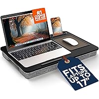 SHOPPINGALL Lap Desk Portable Laptop Stand Desk Fits up to 17" Laptop with Cushion Mouse Pad, Tablet & Cellphone Holder Slot 