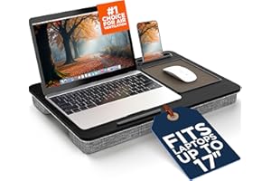 SHOPPINGALL Lap Desk Portable Laptop Stand Desk Fits up to 17" Laptop with Cushion Mouse Pad, Tablet & Cellphone Holder Slot 