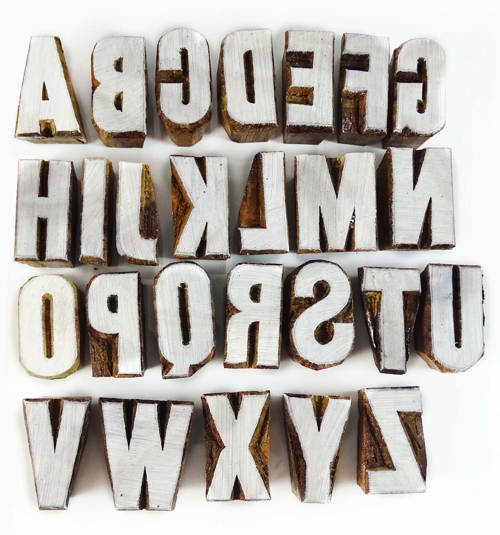 Knitwit Alphabet Text Wood Stamps Block Hand Craved Printing Blocks Textile Stamp India,1.5 inch W X 1 inch H Inches