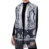 Riletese Virgen de Guadalupe Prayer Shawl Scarf Catholic Gifts For Women Mom Mexican Virgin Mary Pashmina Scarves Wrap (Rose White Navy)