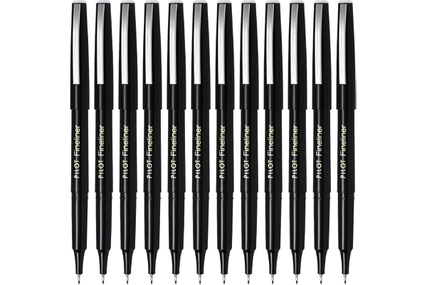 Pilot Fineliner Marker Pens, Fine Point, Black Ink, Dozen Box
