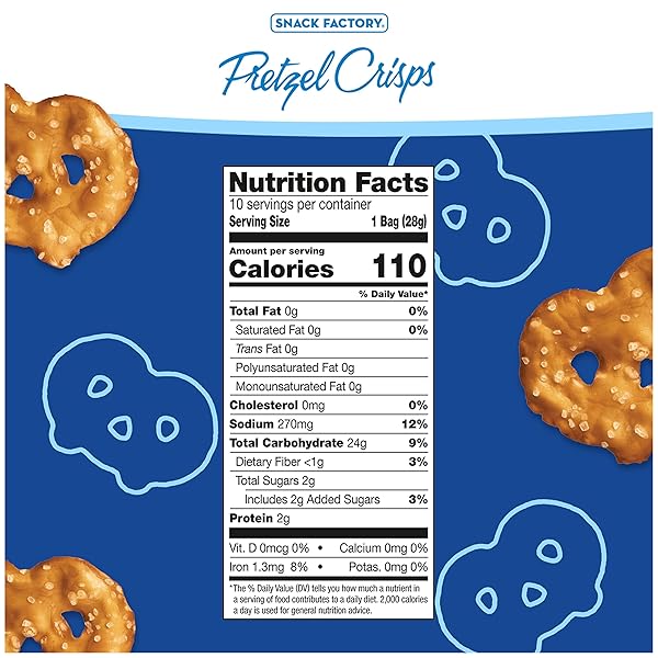 SNACK FACTORY PRETZEL CRISPS, ORIGINAL, 1 OZ SNACK BAGS, 10 CT
