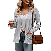 Tralilbee Women's Cardigans with Pockets Long Sleeve Casual Open Front Cardigan Sweaters for Women S-XL