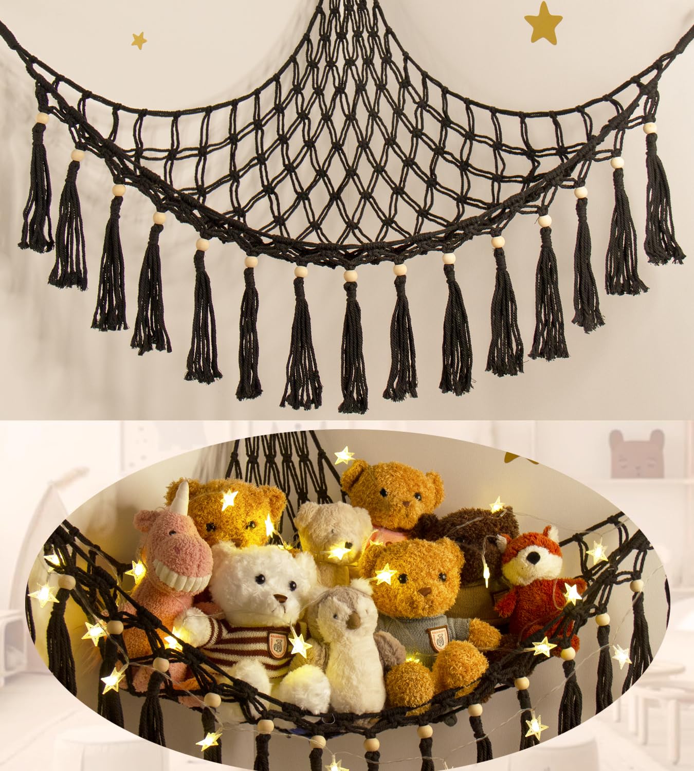Teddy Hammock - Cuddly Toy Storage Hammock for Stuffed Animals X-Large- Soft Toy Storage Net Teddy Bear Storage - Cute Hanging Plushie Net Kids Baby girl Nursery Bedroom Room Decor