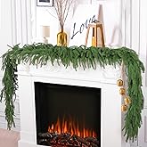 Hananona 2 Pcs 6 Ft Artificial Norfolk Pine Garlands, Real Touch Winter Pine Garland, Green Artificial Greenery Garland for Table, Mantle, Wall, Indoor, Outdoor Christmas Decorations (2, 6 FT)
