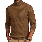 Cotrasen Men's Knit Turtleneck Sweater Ribbed Long Sleeve Solid Pullover Sweater Casual Winter Thermal Sweater Tops