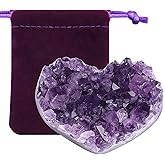 ZHIYUXI Amethyst Crystals and Healing Stones Gems Rocks Purple Room Decor Gemstones Gem Stones Heart Shaped Crystal Cluster Heart Gifts Amethyst Stones Geodes 1.2-1.6" Raw Protection Crystals